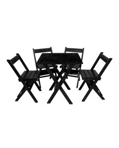 Jogo De Mesa 60x60cm Com 4 Cadeiras Conjunto Dobrável P/ Bares Preto / Liso