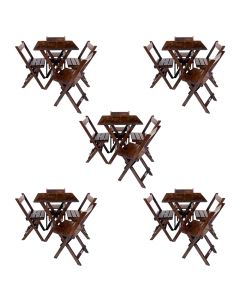 Combo 5 Jogos De Mesa 70x70 Dobrável Com 4 Cadeiras Madeira Imbuia / Liso