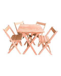 Conjunto Mesa 60x60 com 4 Cadeiras Sem Pintura / Cru