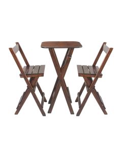 Mesinha Bistrô Alta Com 2 Banquetas Dobravel Bares Imbuia