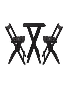 Mesinha Bistrô Alta Com 2 Banquetas Dobravel Bares Preto