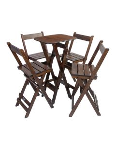 Bistrô Bar Dobrável 54x44cm Com 4 Banquetas - Imbuia