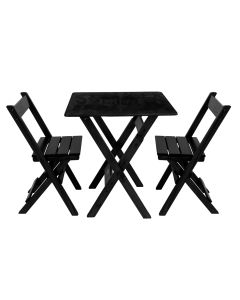Conjunto de Mesa 70x70 com 2 Cadeiras para Restaurantes Bar Preto