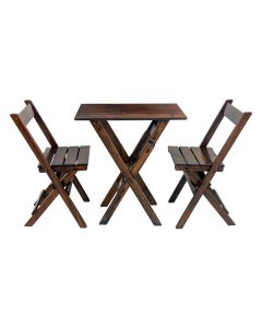 Mesa Aparador Dobrável Bar 68x43cm com 2 Cadeiras Imbuia / Liso