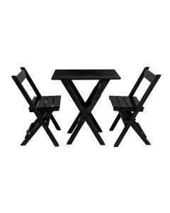 Mesa Aparador Dobrável Bar 68x43cm com 2 Cadeiras Preto / Liso