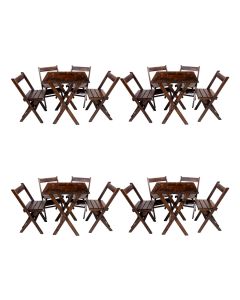 Combo 4 Jogos De Mesa 70x70 Dobrável com 4 Cadeiras Madeira Liso / Mel