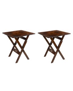 Mesa Dobravel 70x70 Kit 2 Unidades Pinus Madeira Tratada Imbuia - I9 Móveis