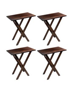 Kit 4 Mesas Aparadores Compacto 43x68 Madeira Dobravel Bares Imbuia