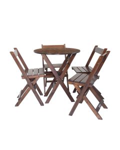 Mesa Redonda 68cm Diametro Dobravel com 4 Cadeiras Bares Imbuia