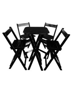 Bistrô Bar Dobrável 54x44cm Com 4 Banquetas - Preto